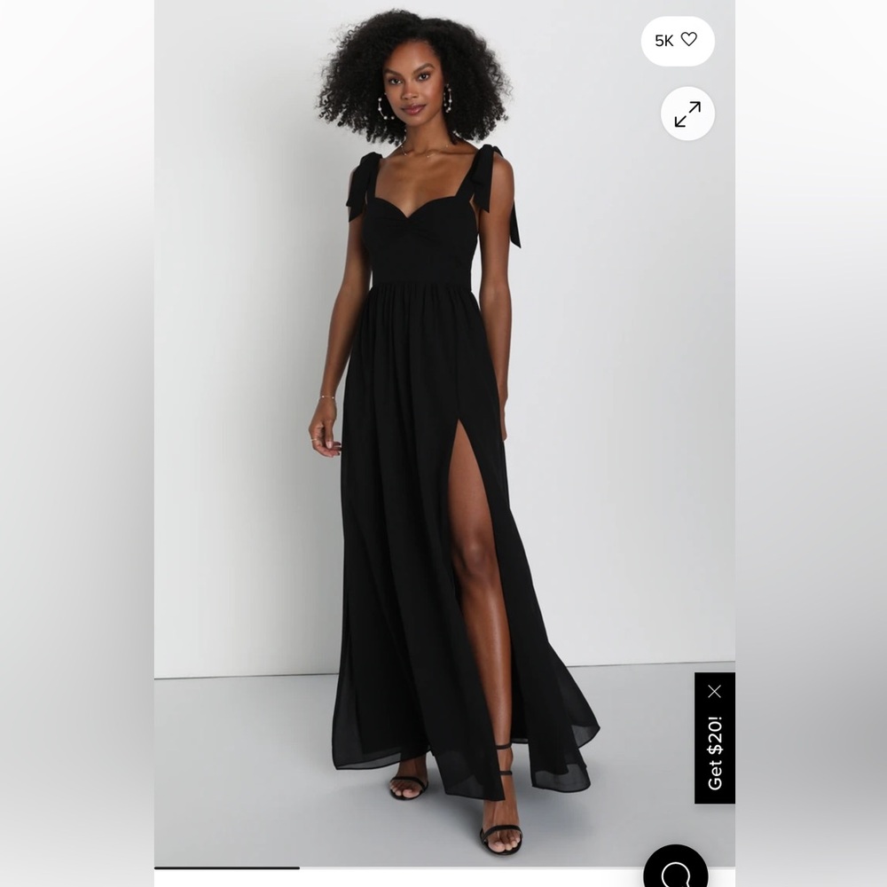 Lulu's Elegant Black Maxi Dress with Bow Straps